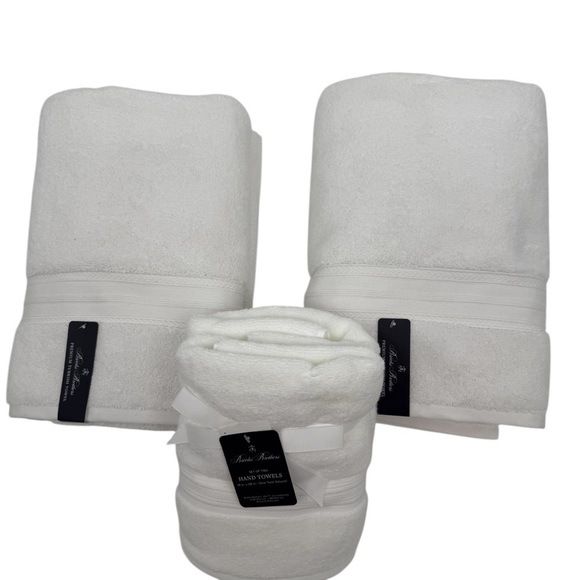 Brooks Brothers Set of 2 bath & 2 hand towels white luxurious cotton NWT - Picture 7 of 7
